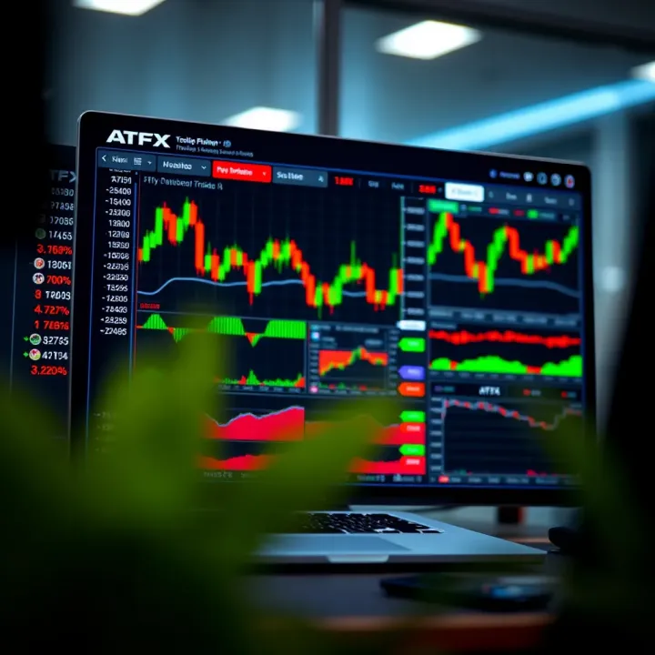 Dashboard of ATFX trading platform showing currency pairs and financial charts