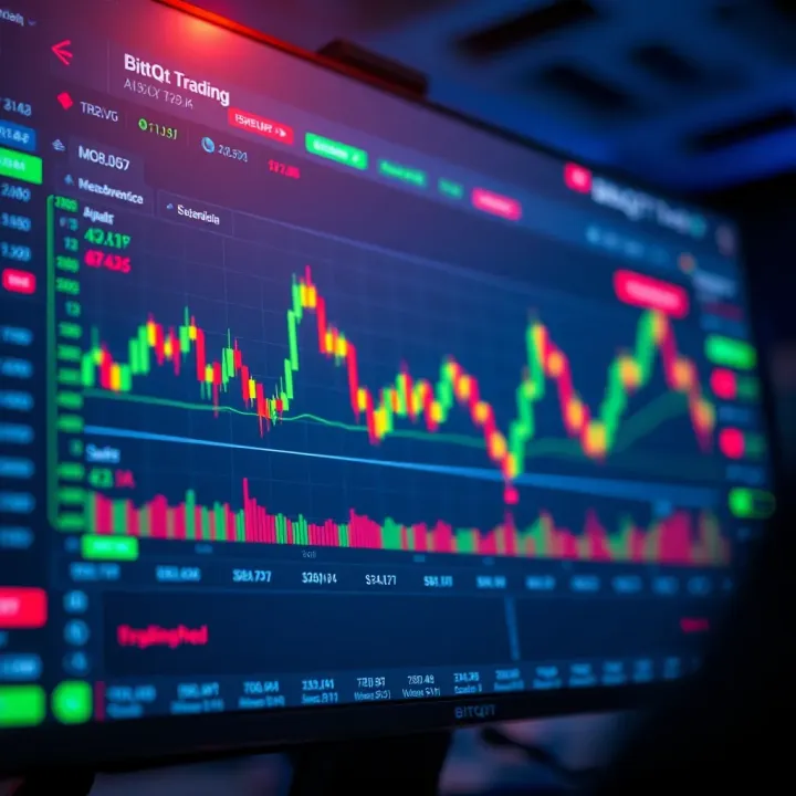 User interface of BitQT automated cryptocurrency trading platform showing live market data and trading signals