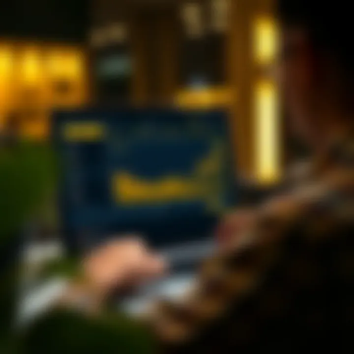 User navigating Binance platform interface on a laptop for cryptocurrency trading in Colombia