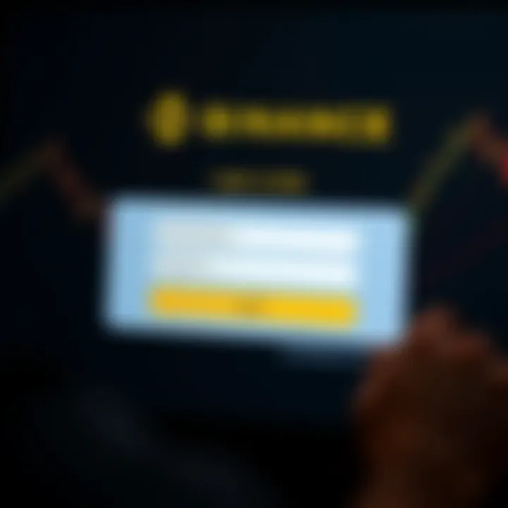 Login interface of Binance platform showing fields for username and password