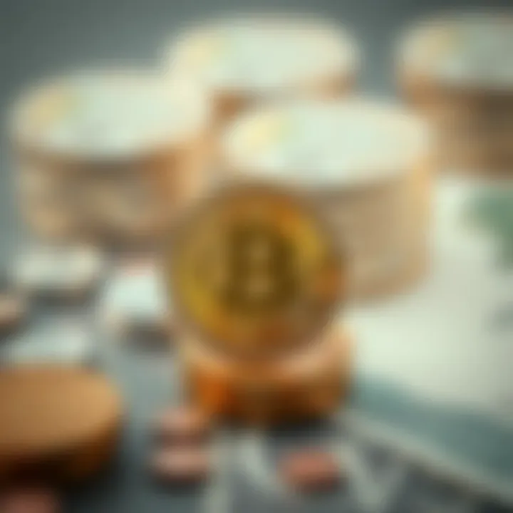 Illustration of Bitcoin symbol integrated with Colombian currency elements representing economic impact