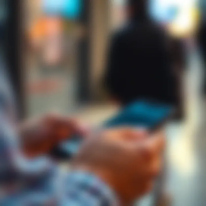 Close-up of a person using a mobile device to calculate currency conversion for international transactions