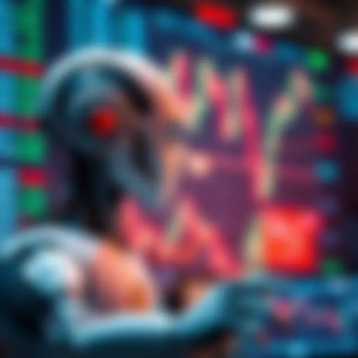 Automated trading robot analyzing market data on digital screen