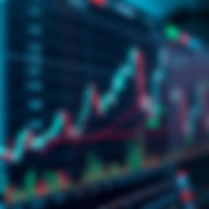 Graph showing financial asset prices with digital automation elements