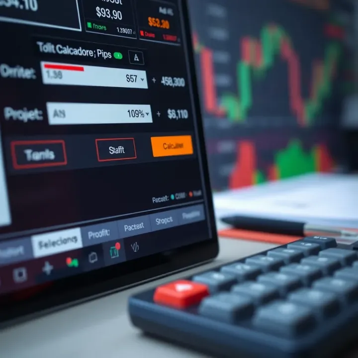Screenshot of a pip calculator interface displaying input fields and calculated profit and loss results