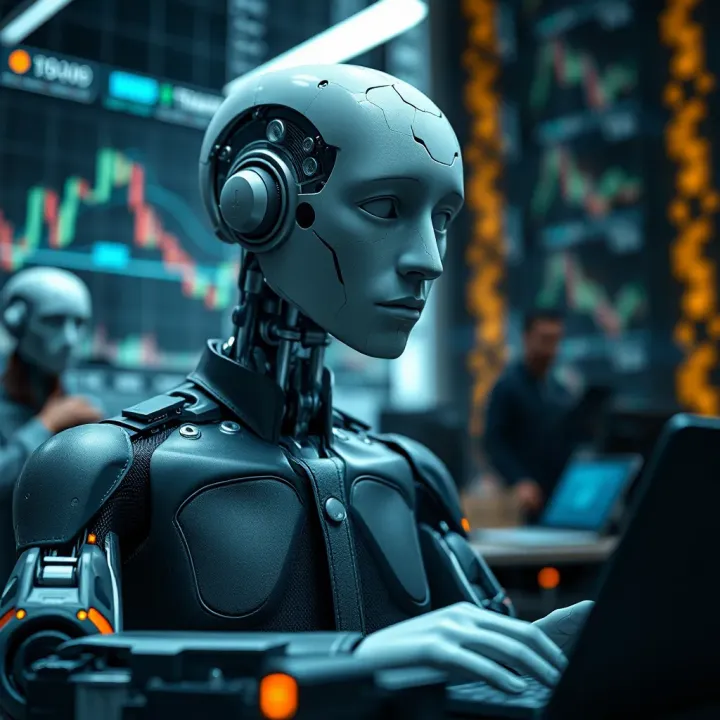 Visual representation of artificial intelligence supporting trading decision-making