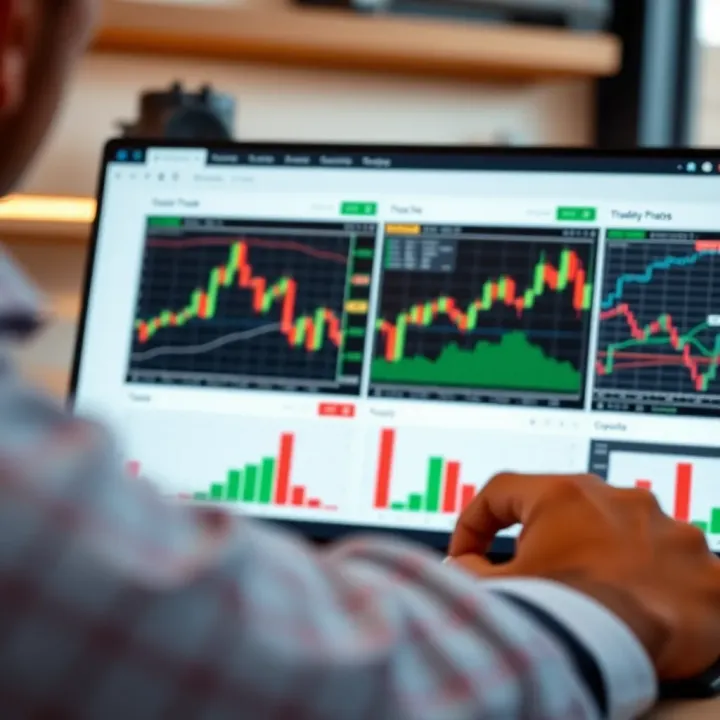 User interface displaying various trading platform features and chart analysis tools