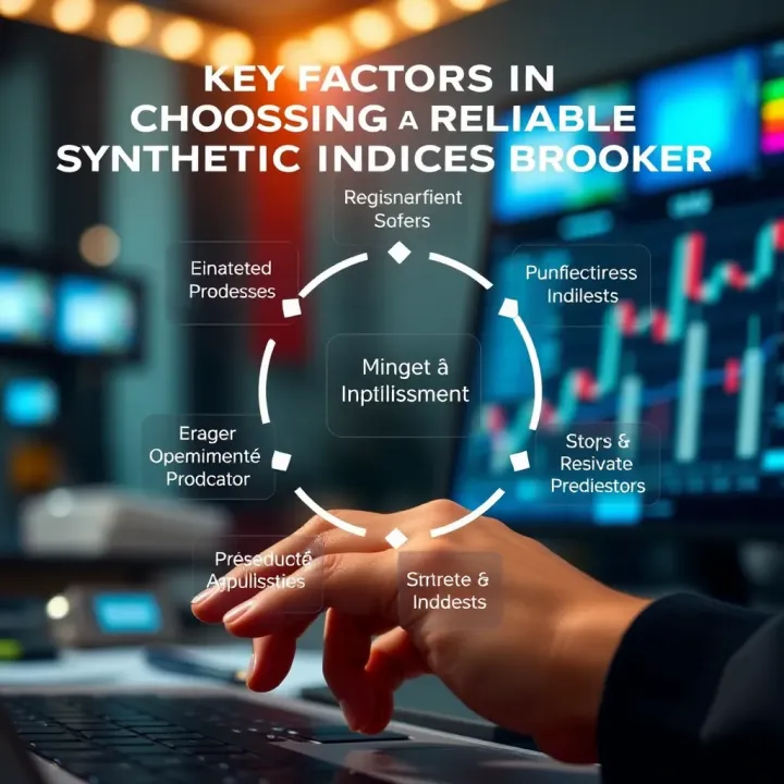 Key Factors in Choosing a Reliable Synthetic Indices Broker Diagram showing factors to consider when selecting a reliable synthetic indices broker