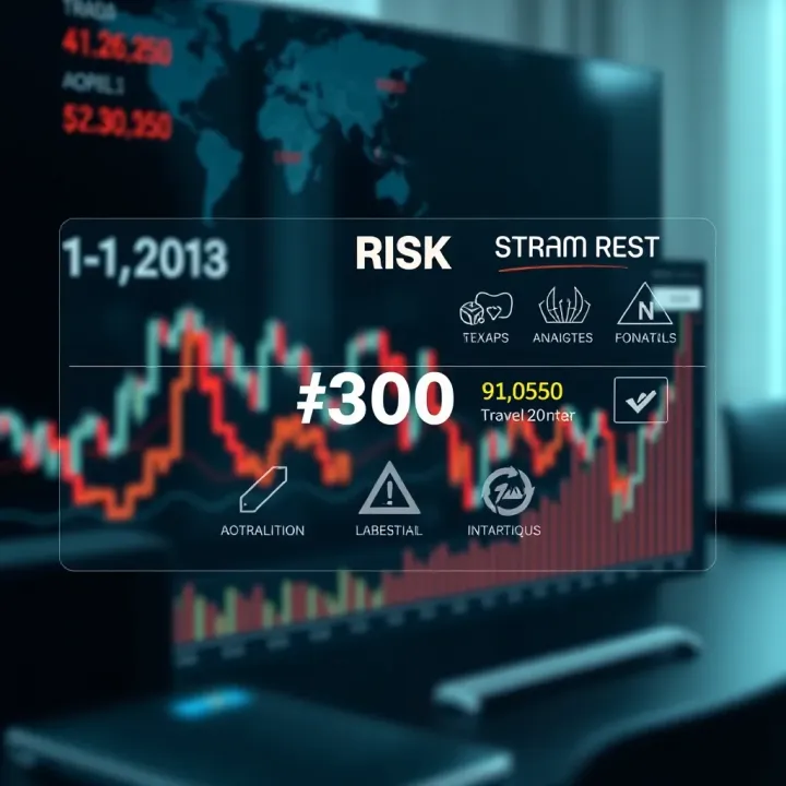 Illustration of risk factors and strategy icons representing careful financial trading for the Boom 300 index