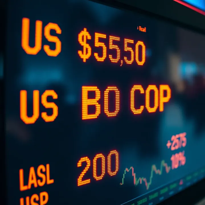 Currency exchange rates displayed on a digital screen with US dollars and Colombian pesos