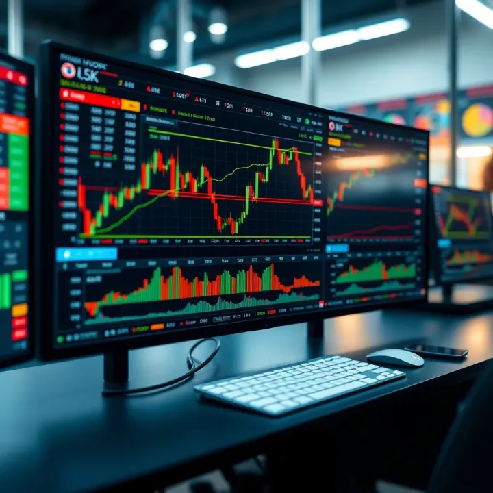 Virtual trading dashboard showing simulated financial market activities