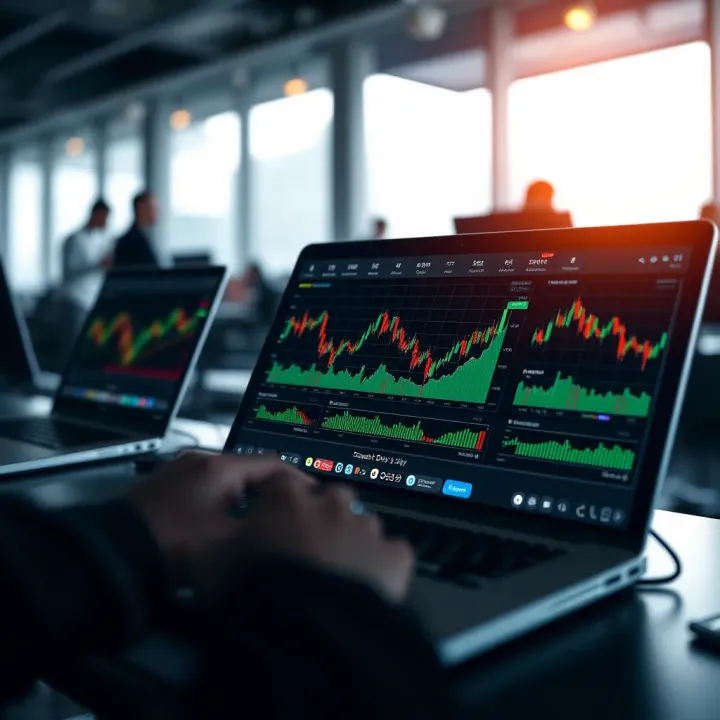 Secure online trading on Deriv platform with financial graphs and investment tools