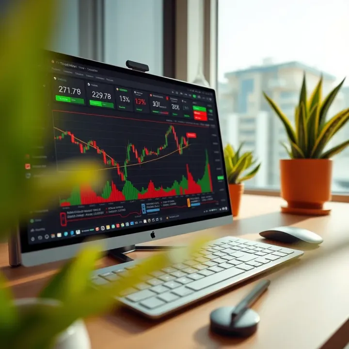 Trading platform interface displaying interactive financial charts and market indicators