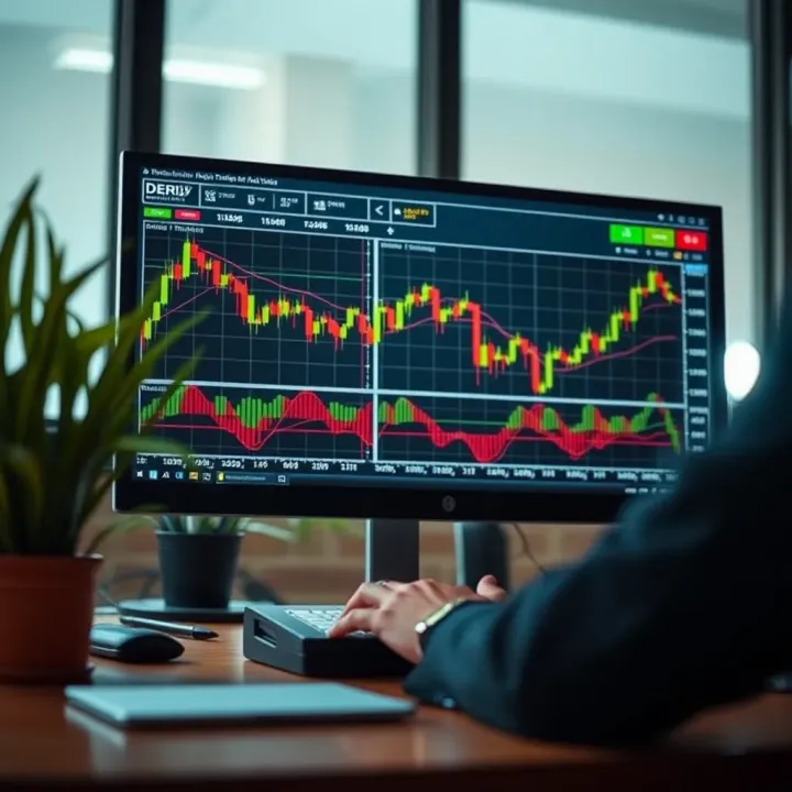 Overview of Deriv.com trading platform interface showing binary options and forex charts