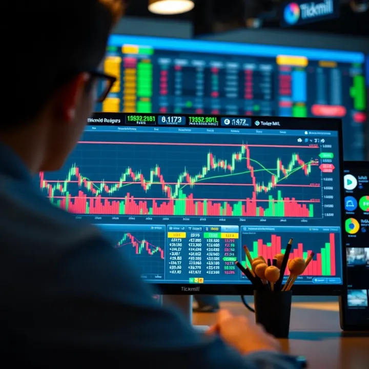 Overview of Tickmill trading platform interface displaying charts and market data
