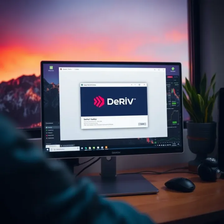 Computer screen showing the Deriv platform installation window