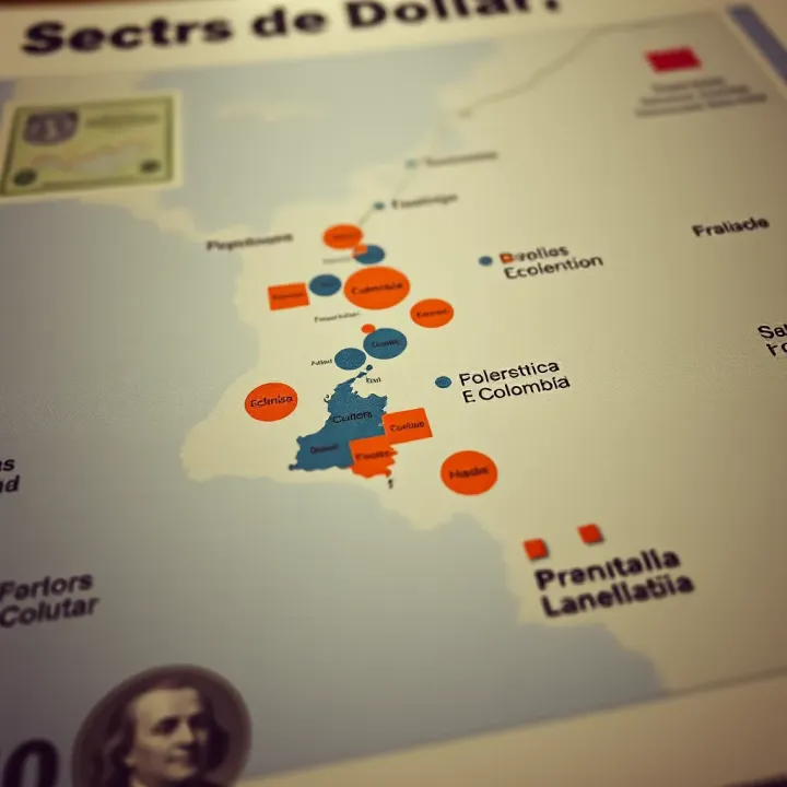 Detailed map of Colombia highlighting key economic sectors affected by fluctuations in the US dollar exchange rate