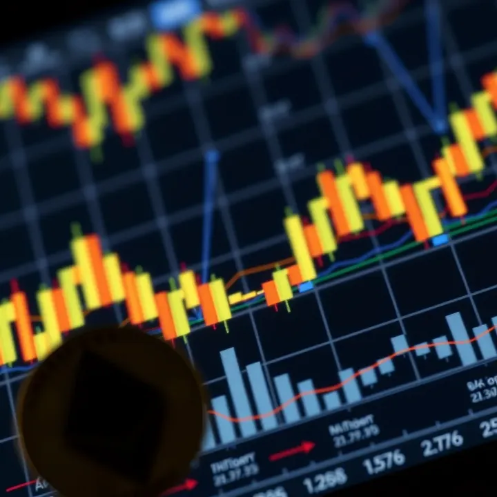 Graph displaying Ethereum price trends with technical indicators and market analysis