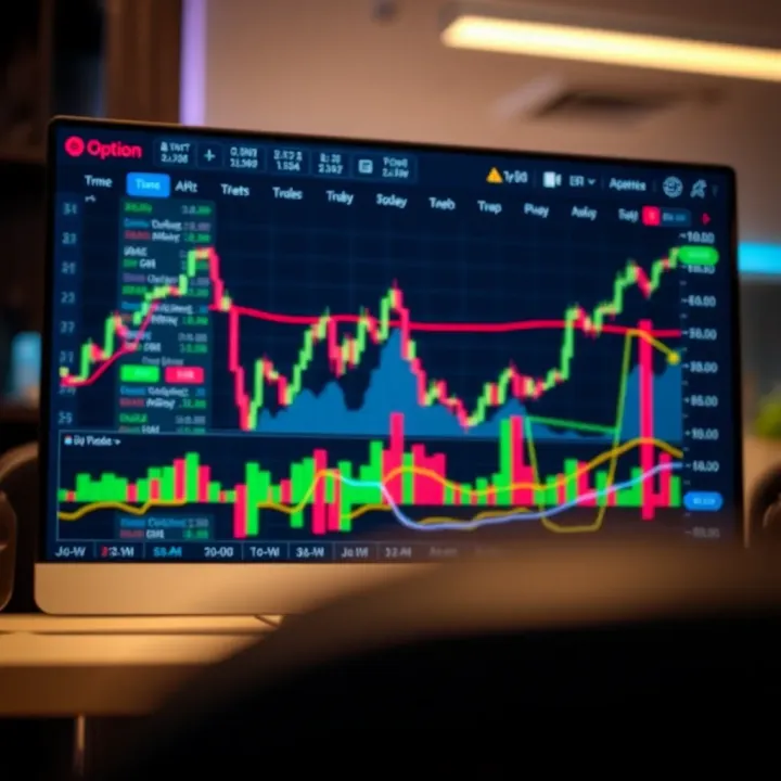 Graph displaying financial market trends with interactive trading features on IQ Option