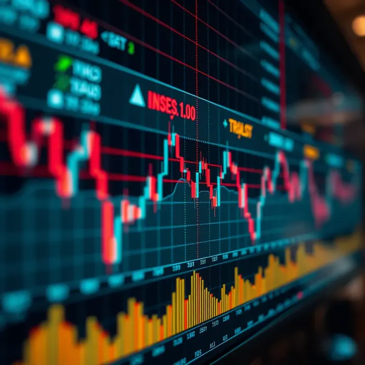 Graph illustrating financial market trends with highlighted trading signals