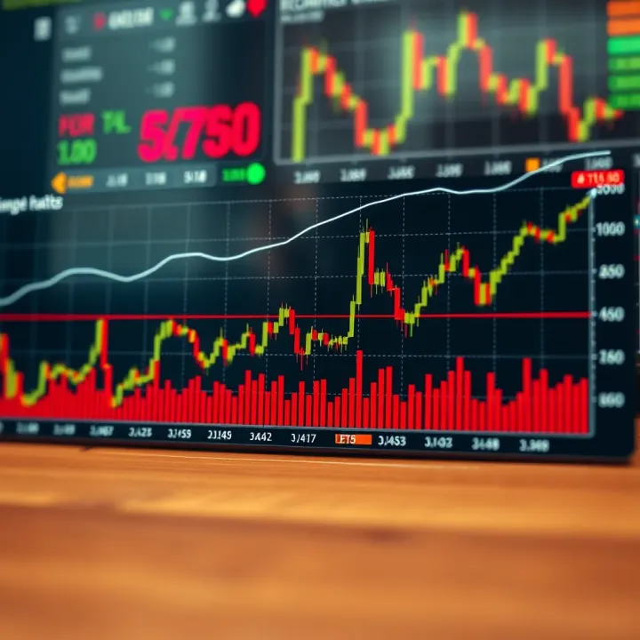 Graph showing fluctuations in EUR/USD exchange rate with economic indicators overlay