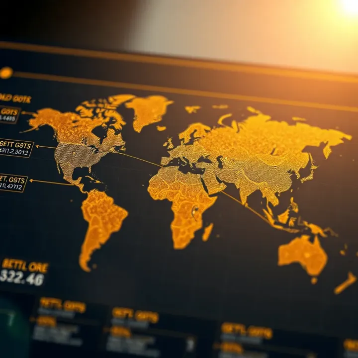 Global map highlighting economic and geopolitical factors influencing gold price fluctuations