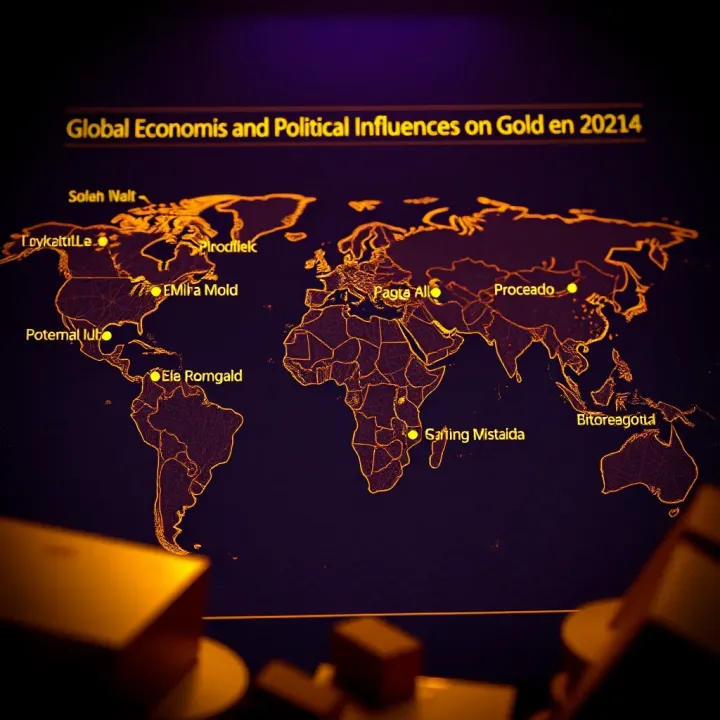 World map highlighting global economic and political factors affecting gold market