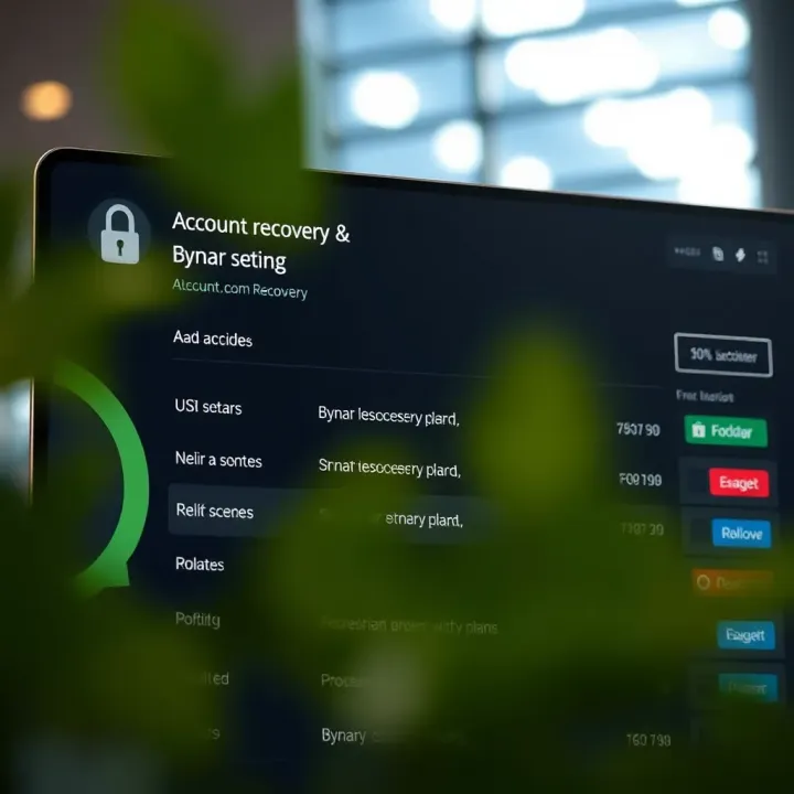 Visual representation of account recovery and security settings on binary.com dashboard