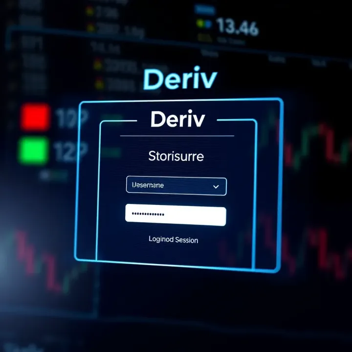 Secure login interface displaying username and password fields on Deriv platform