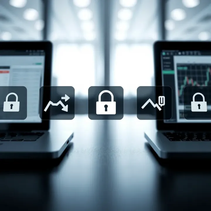 Icons representing secure download and installation steps for software applications on various devices