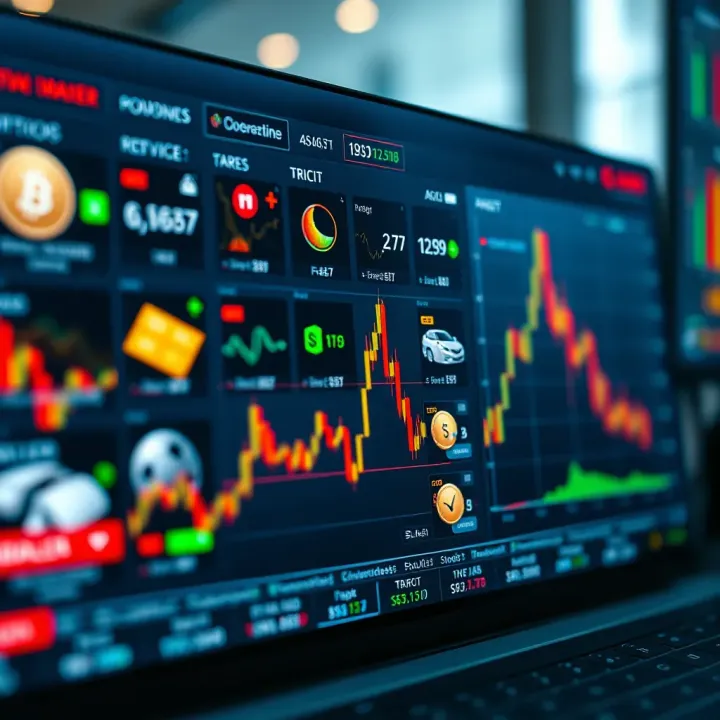 Interface showing various financial asset options for trading on an online platform