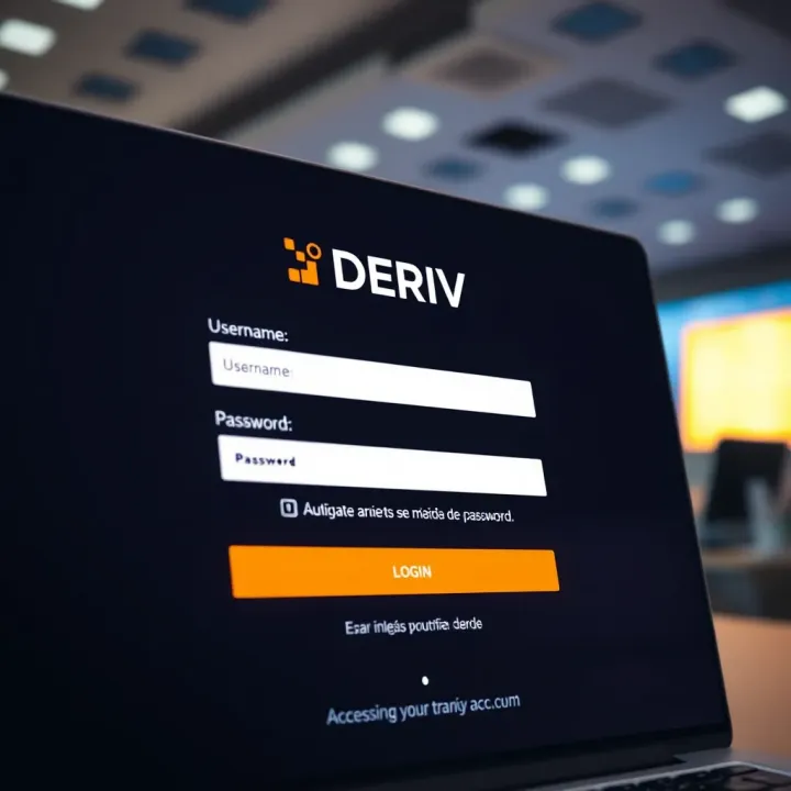 Login screen of the DERIV trading platform displaying fields for username and password