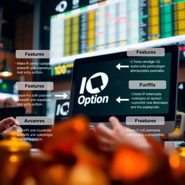 Graphical representation of key features and benefits of using IQ Option for investing