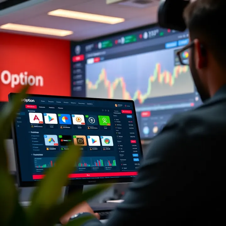 Screenshot of the IQ Option trading platform showcasing asset selection and trading interface
