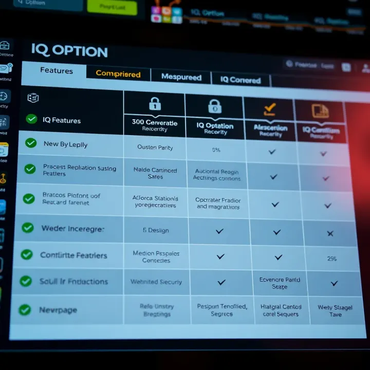 Comparison chart highlighting key features and security aspects of IQ Option versus other brokers