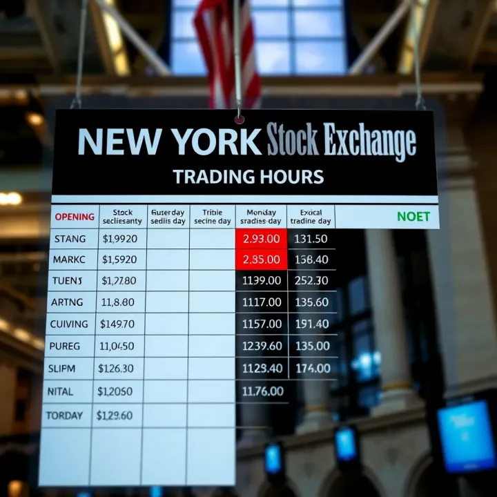 Chart showing the opening and closing hours of the New York Stock Exchange with highlighted trading sessions