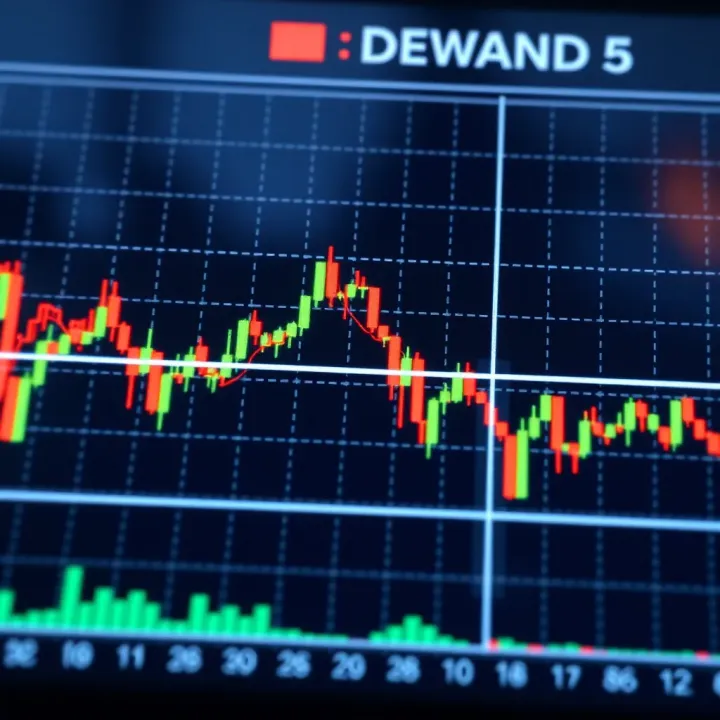 Chart illustrating the interaction between supply and demand in financial markets with fluctuating price lines