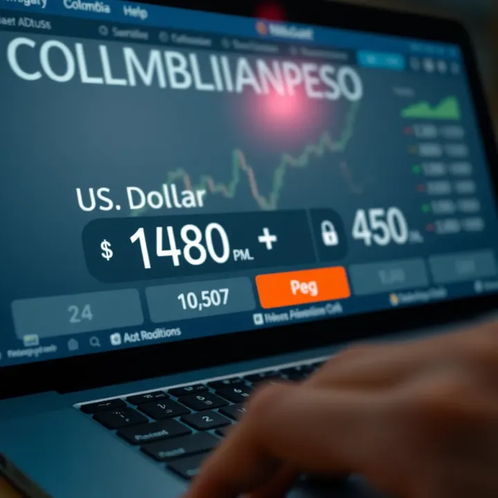 Online currency converter interface showing conversion from US Dollars to Colombian Pesos