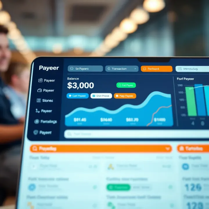 Digital wallet interface displaying Payeer balance and transaction options