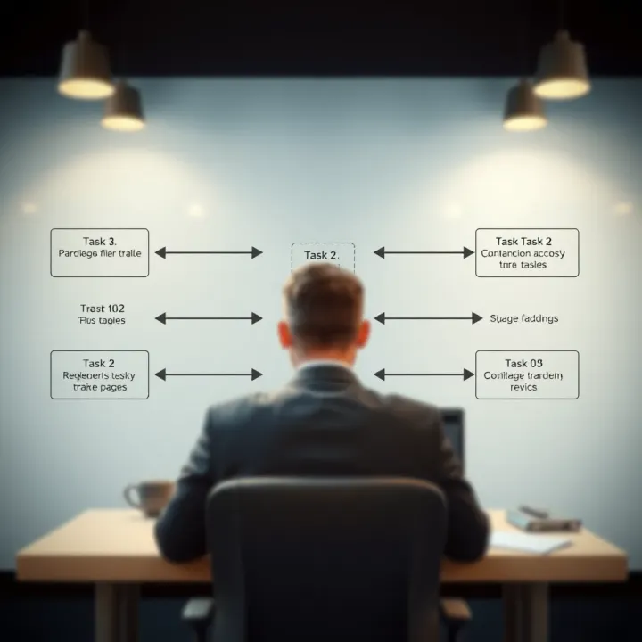 Diagram illustrating a clear sequence of tasks connected by arrows