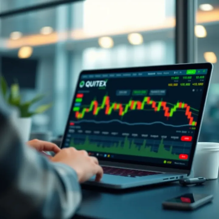 Digital trading platform interface showing binary options and financial instruments