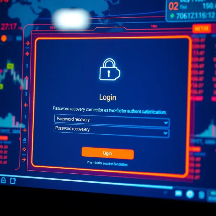 Secure login interface showing features for password recovery and two-factor authentication options