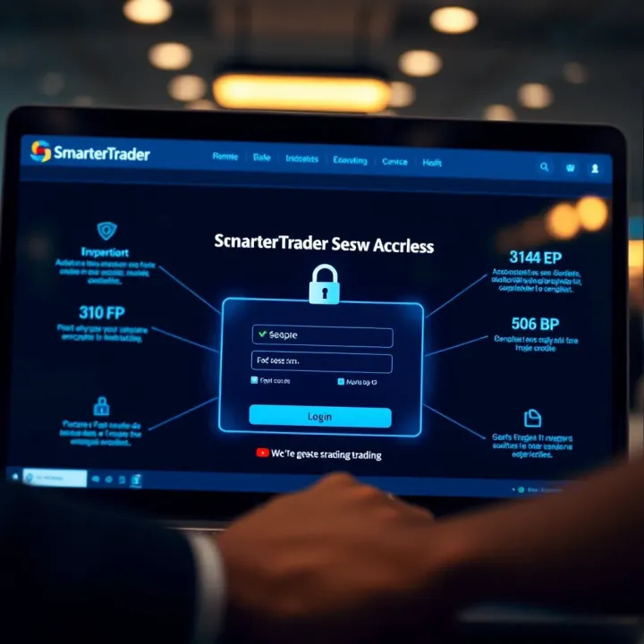 Secure login screen for SmarterTrader highlighting safety features and encryption
