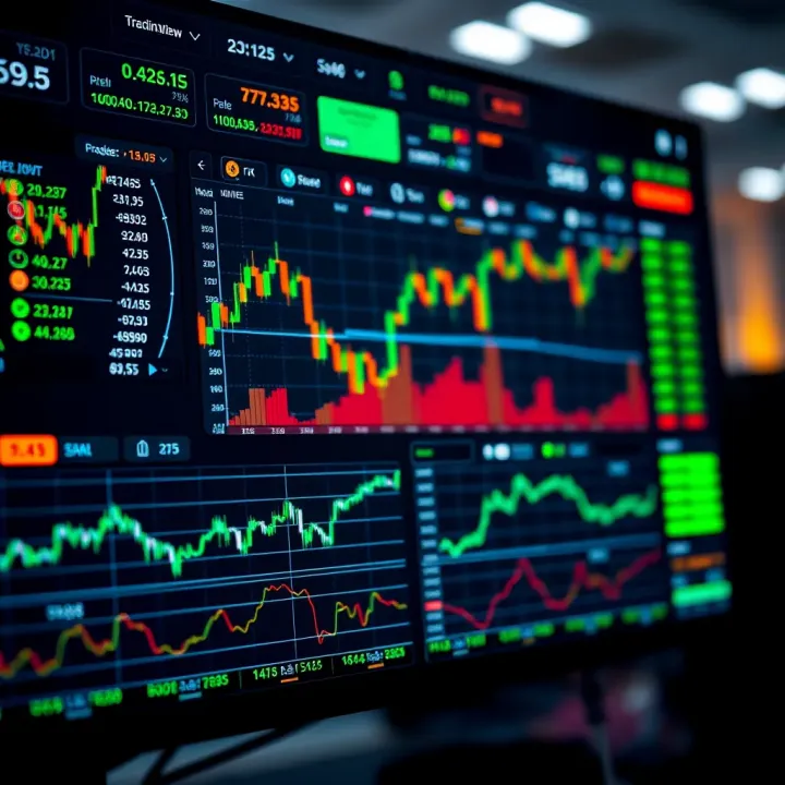 Dashboard with trading tools and charts for analyzing virtual financial markets