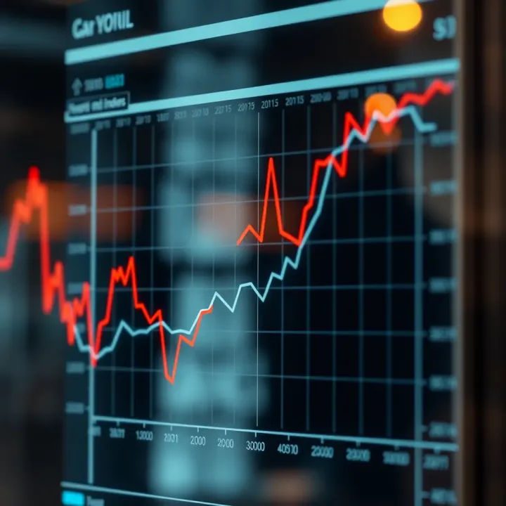 Graph illustrating the behavior of synthetic indices Crash and Boom with distinct upward and downward trends