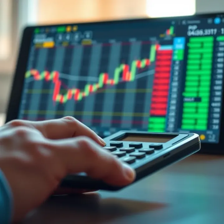 Practical example of using a pip calculator on a digital device with forex market data