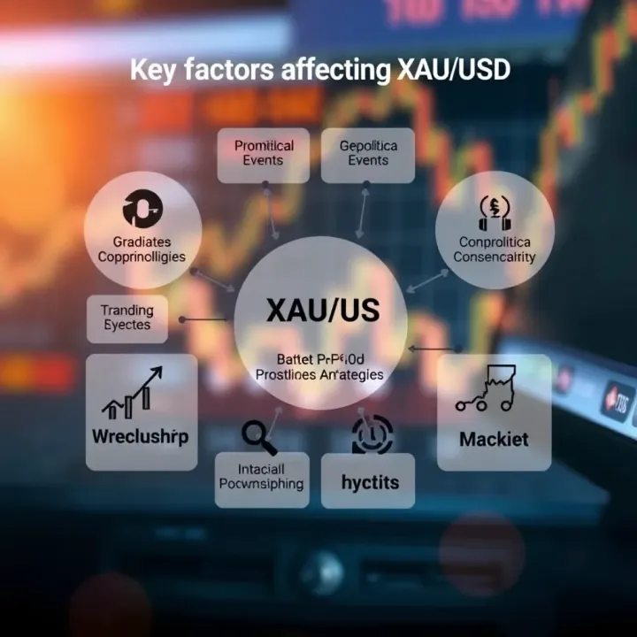 Diagram of factors impacting XAU/USD including geopolitical events and market strategies